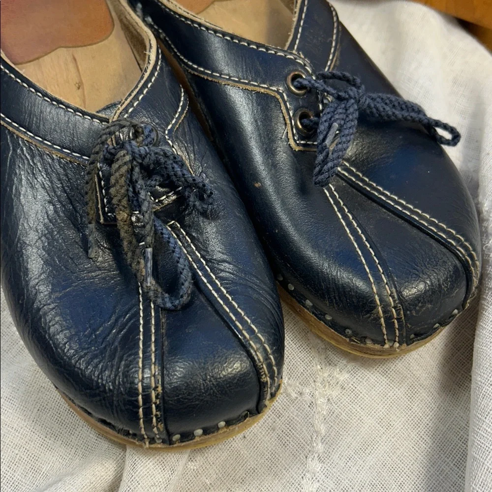 Made in Sweden leather and wood children’s clogs
